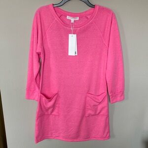Adyson Parker Pink Long Sleeve Sweatshirt Dress with Pockets